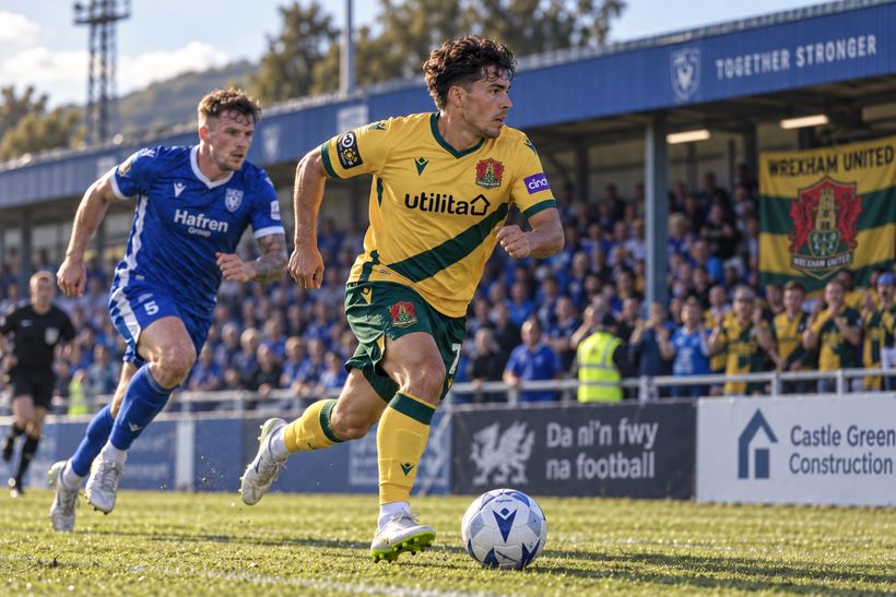 Sonny Reyes on the ball in the away kit